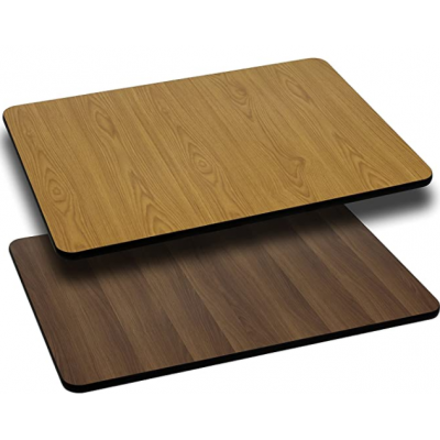 Square to Round Table Top  with Reversible Natural or Walnut Laminate Top