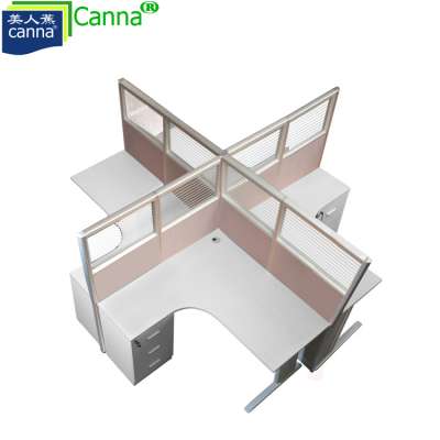 Modern Workstation Designs Personal Privacy Office Cubicles with Drawer Unit for sale 4 seats