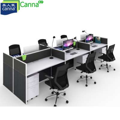 desktop 12mm office partition open office cubicle 6 person workstation aluminium composite workstation